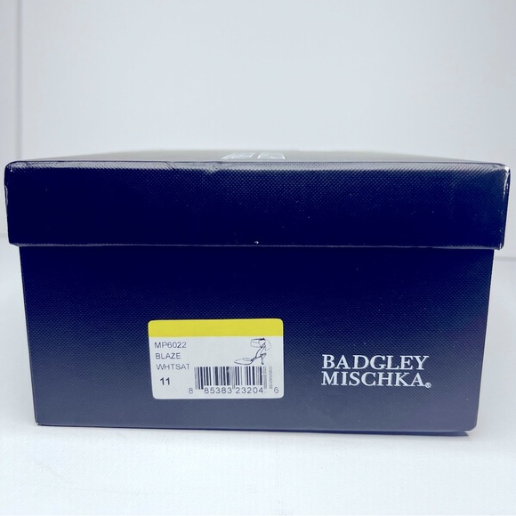 Badgley Mischka Blaze White Satin Stiletto Heels - Size 11- New with Box - Picture 9 of 10